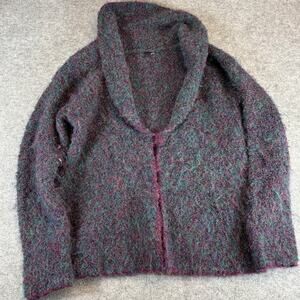 Vintage Sweater Womens Medium Mohair Alpaca Blend Shawl Neck Cardigan Grandma